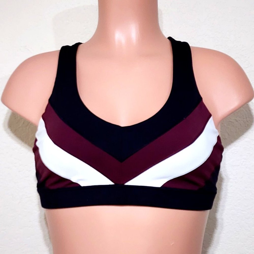 Athleta Crunch Colorblock Supersonic Sports Bra Criss Cross Back
